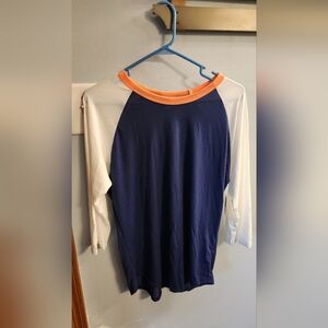 🍉LuLaRoe Navy and Orange Trim Shirt